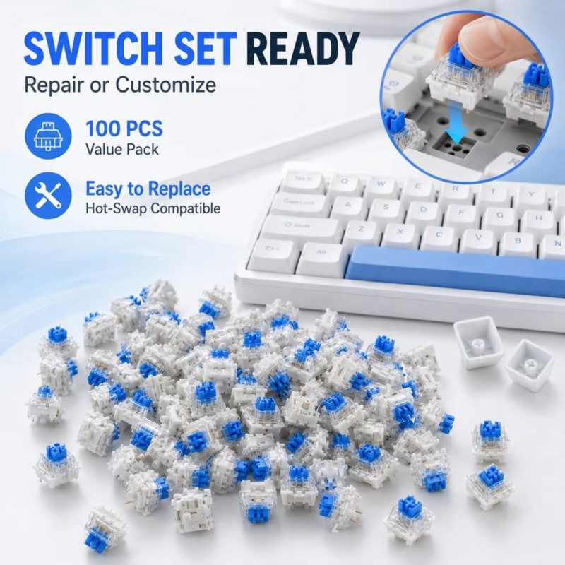 DT21 100Pcs DIY Mechanical Key - огляд і ціна Keyboard Gaming Blue Switch